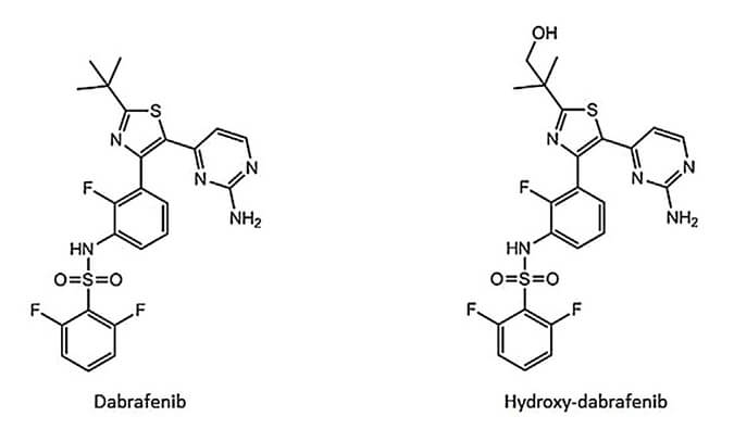 开发并验证新的LC-MS/MS方法，用于定量人血浆中达拉非尼及其主要代谢物羟基达拉非尼 (OHD)。本研究中OHD(纯度>99%)通过HJC黄金城平台合成